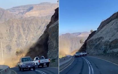 انهيار طريق في ريزا التركية ونجاة سائق سيارة بأعجوبة